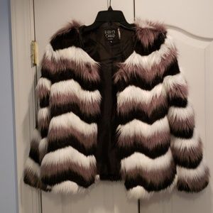 DOLCE CABO Black, White and Grey Faux Fur Jacket